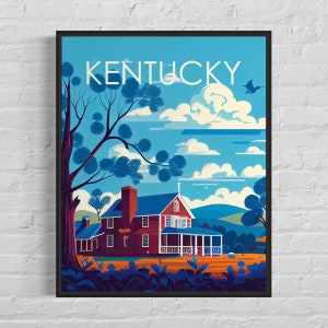 Stampa artistica retrò del Kentucky, illustrazione artistica del Kentucky, poster dal design minimale vintage del Kentucky