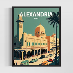 Alexandria Retro Art Print, Alexandria Wall Art Illustration, Alexandria Vintage Minimal Design Poster