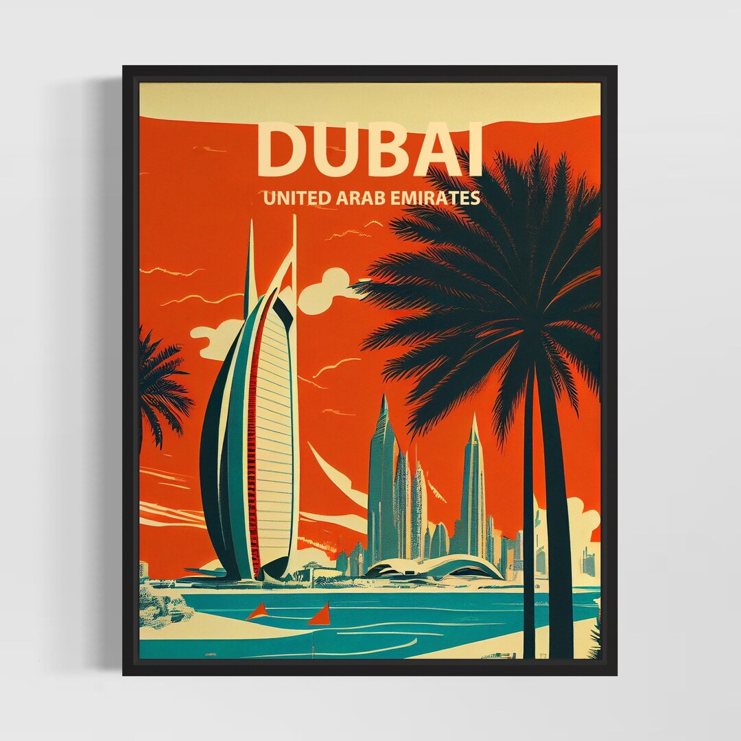 Dubai Retro Art Print Dubai Wall Art Illustration Dubai Etsy