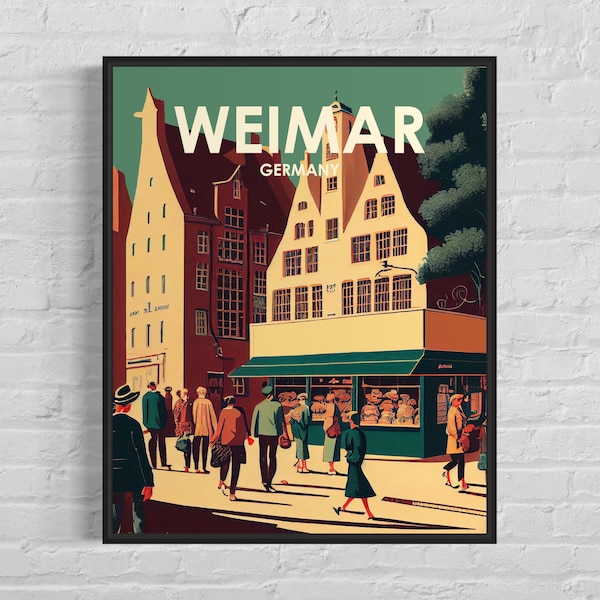 Weimar Germany Retro Art Print, Weimar Germany Wall Art Illustration, Weimar Germany Vintage Minimal Design Poster