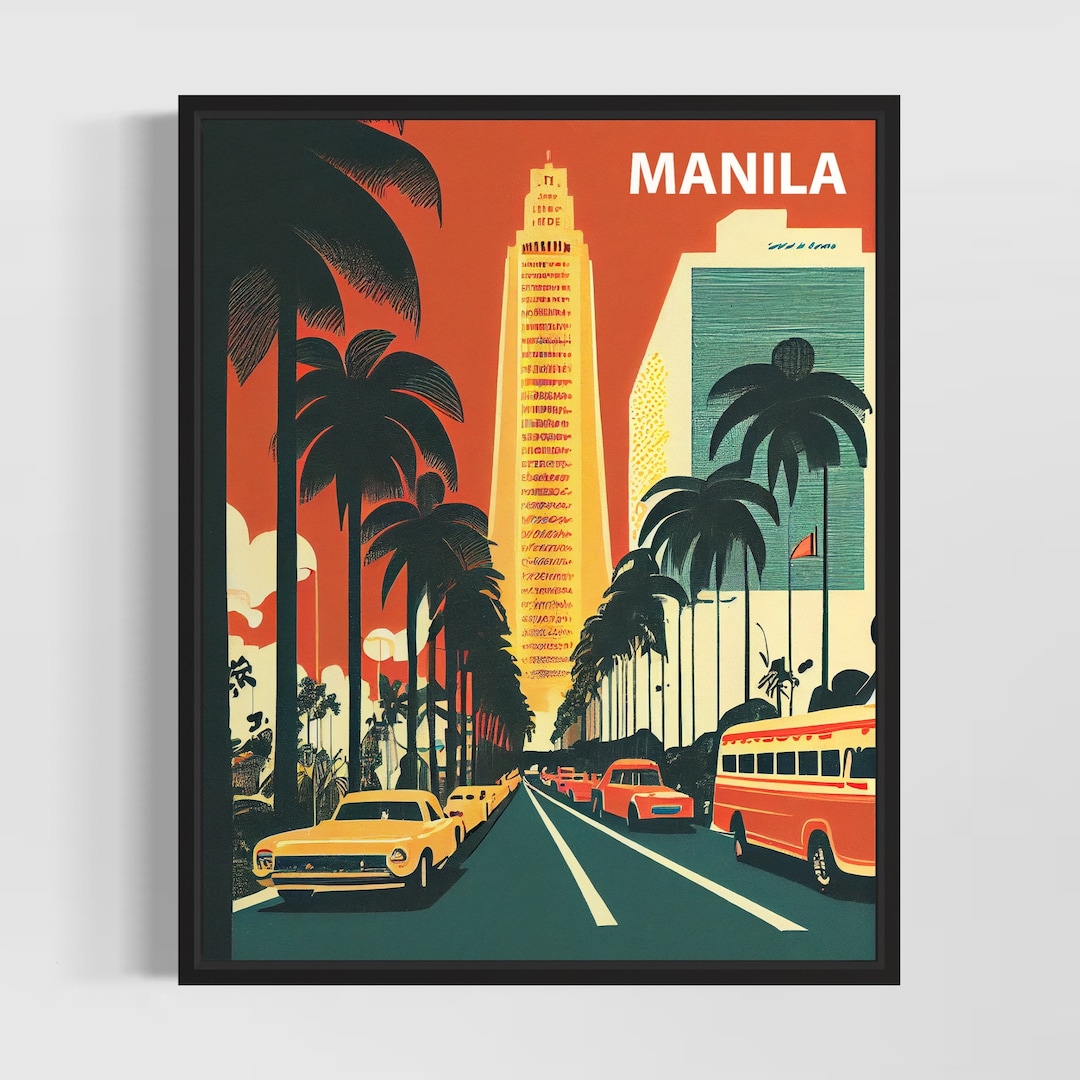 Manila Retro Art Print, Manila Wall Art Illustration, Manila Vintage