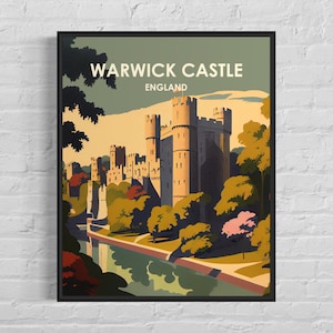 Warwick Castle England Retro Art Print, Warwick Castle England Wall Art Illustration, Warwick Castle England Vintage Minimal Design Poster