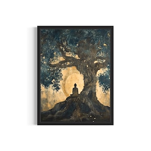 Buddha Bodhi Baum Poster Kunst Druck, Religion Wand Kunst Dekoration Kunstwerk