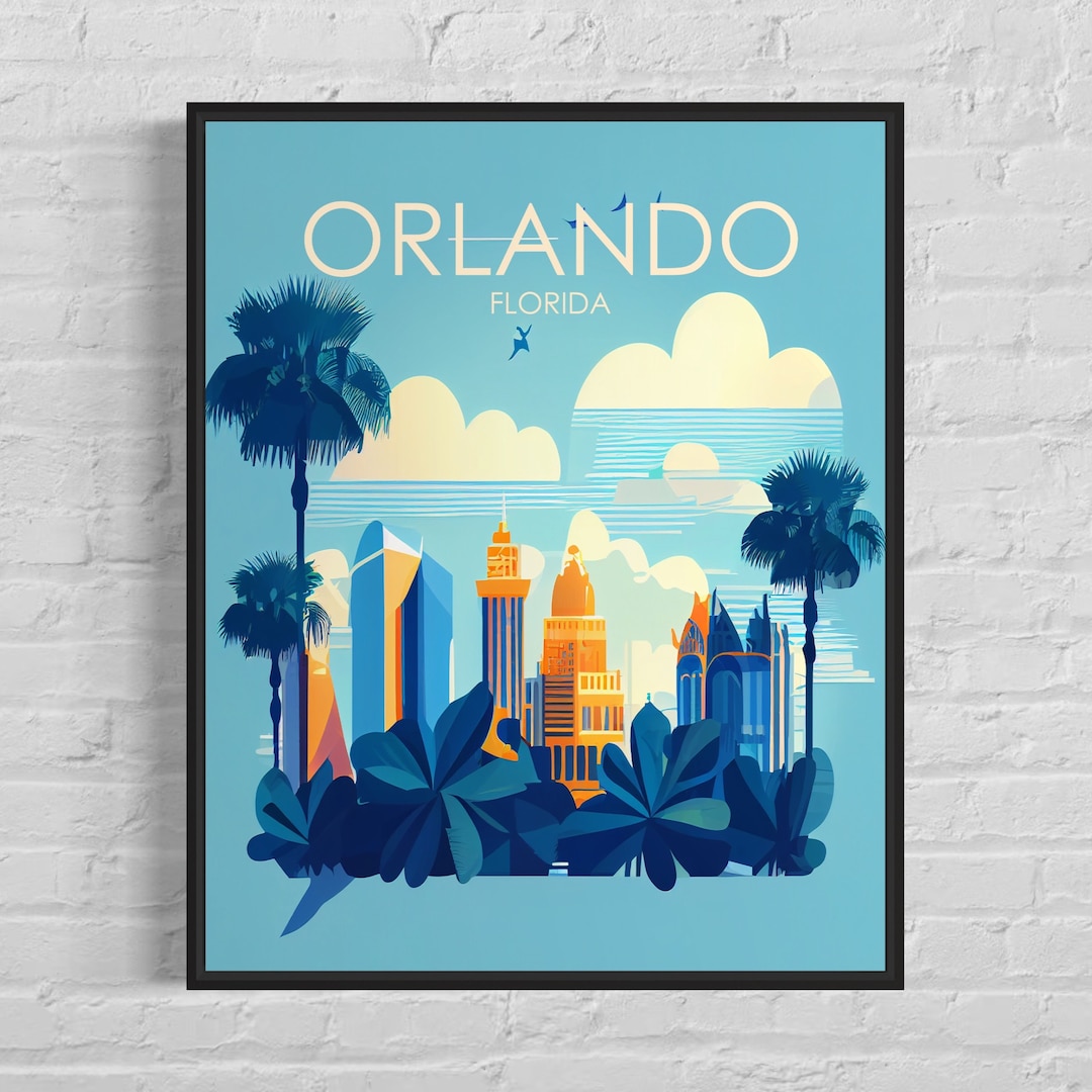 Orlando Florida Retro Art Print, Orlando Wall Art Illustration, Orlando