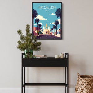Mcallen Texas Retro Art Print, Mcallen Wall Art Illustration, Mcallen ...