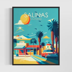 Salinas California Retro Art Print, Salinas Art Illustration, Salinas Vintage Minimal Design Poster