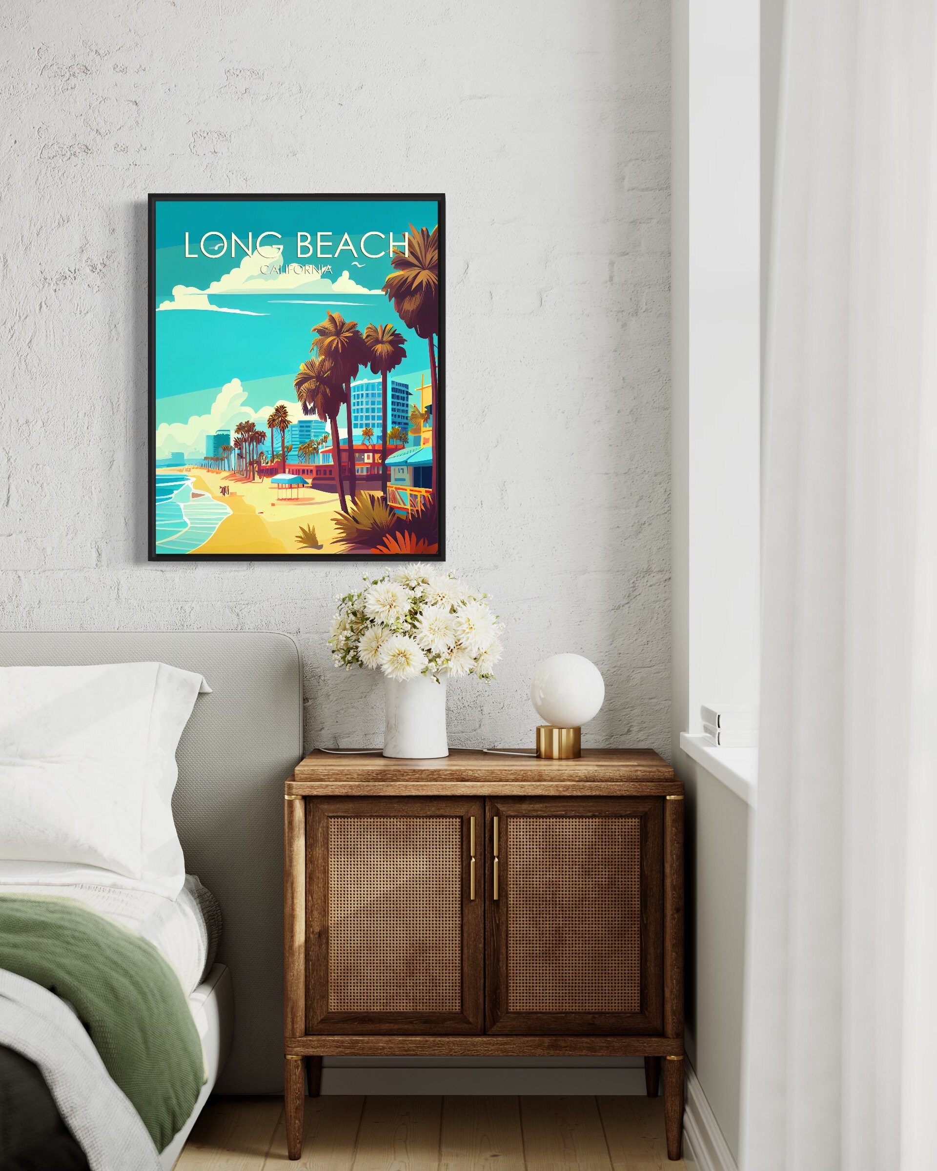 Long Beach California Retro Art Print Long Beach Art Etsy