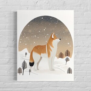 Shiba Inu Retro Art Print, Shiba Inu Illustration, Shiba Inu Vintage Minimal Design Poster