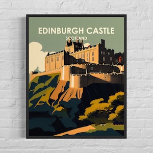 Edinburgh Castle Scotland Retro Art Print, Edinburgh Castle Wall Art Illustration, Edinburgh Castle Vintage Minimal Design Poster