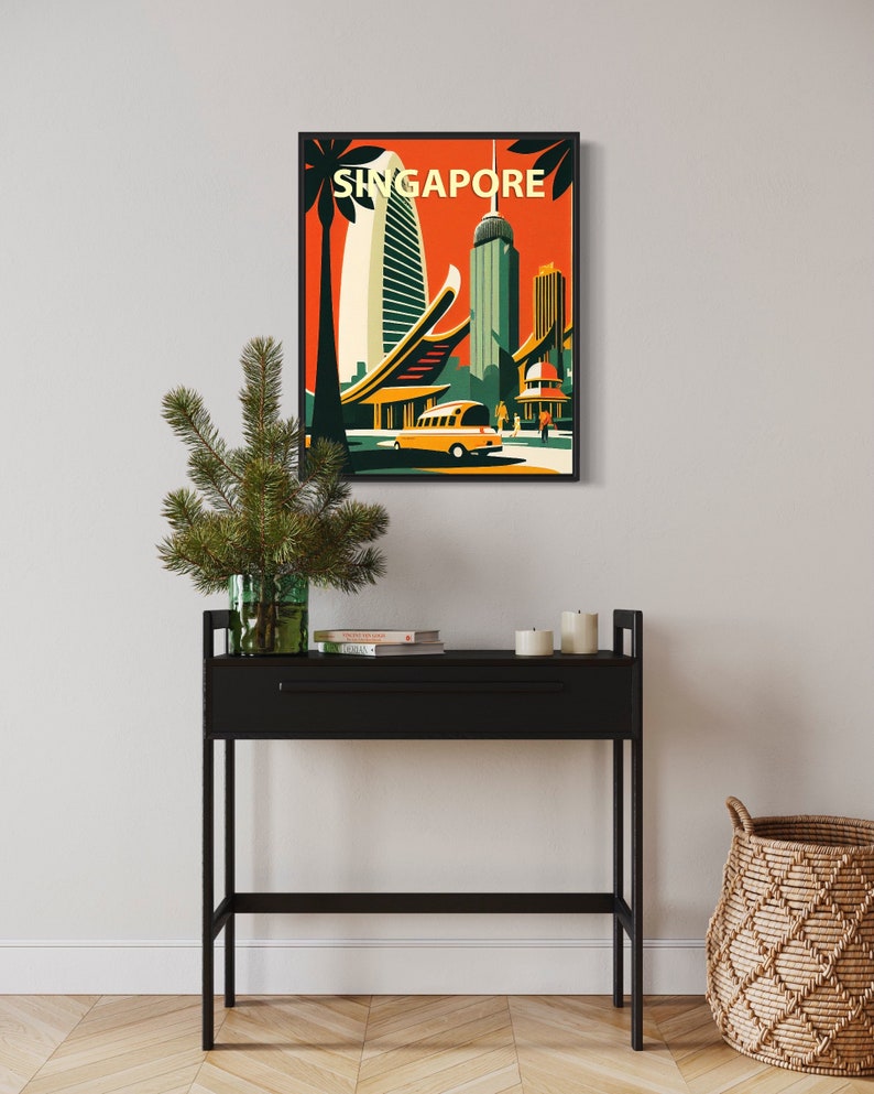 Singapore Retro Art Print Singapore Wall Art Illustration Etsy