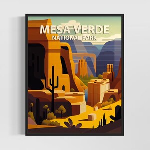 Mesa Verde National Park Retro Art Print, Mesa Verde National Park  Illustration, Mesa Verde National Park  Vintage Minimal Design Poster