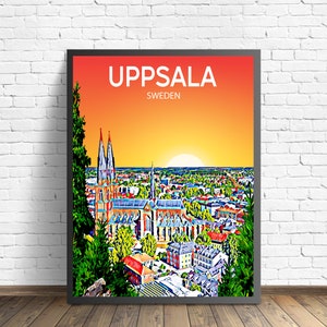 Valencia Spain Art Poster Sunset / Night Poster Art Print, Valencia City Modern Wall art, Colorful Skyline Canvas Photo