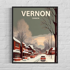Vernon Canada Retro Art Print, Vernon Wall Art Illustration, Vernon Vintage Minimal Design Poster