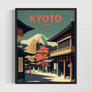 Kyoto Japan Retro Kunstdruck, Kyoto Wandkunst Illustration, Kyoto Vintage Minimal Design Poster