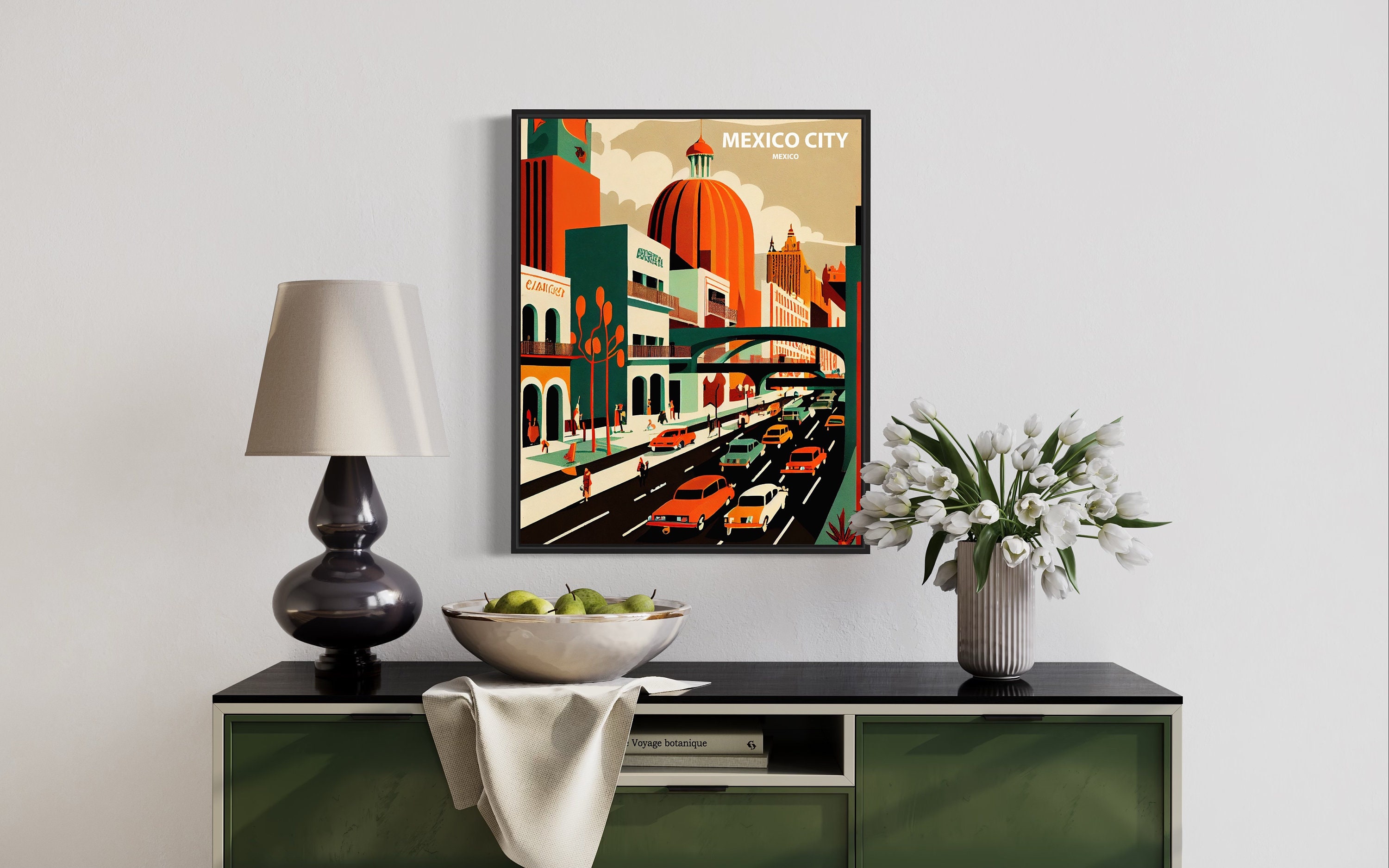 Etsy Mexico Art Mexico - Design Illustration, City Minimal Print, Wall Poster City Mexico Retro City Art Vintage