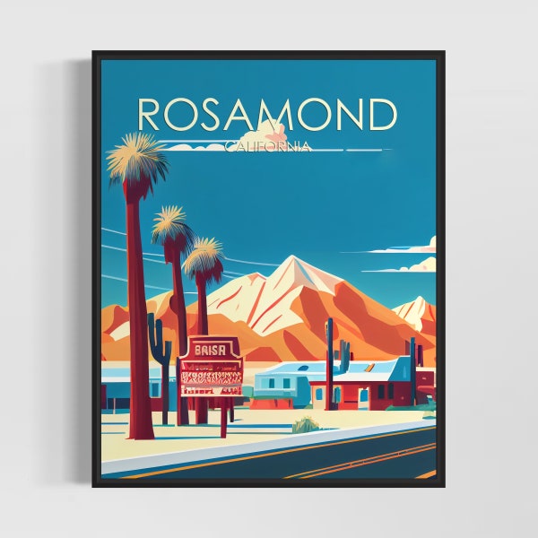 Rosamond California Retro Art Print, Rosamond Art Illustration, Rosamond Vintage Minimal Design Poster