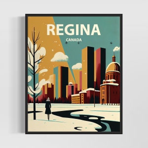 Regina Canada Retro Kunstdruck, Regina Wand Kunst Illustration, Regina Vintage Minimal Design Poster