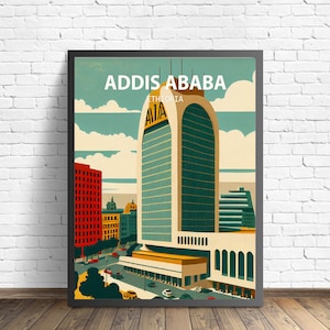 Addis Ababa Ethiopia Retro Art Print, Addis Ababa Wall Art Illustration, Addis Ababa Vintage Minimal Design Poster