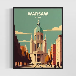 Warsaw Poland Retro Art Print, Warsaw Wall Art Illustration, Warsaw Vintage Minimal Design Poster