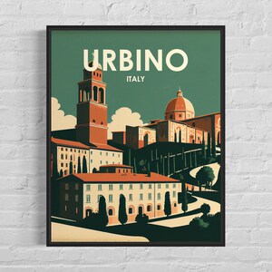 Urbino Italy Retro Art Print, Urbino Italy Wall Art Illustration, Urbino Italy Vintage Minimal Design Poster