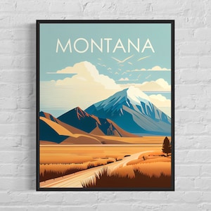 Montana Retro Kunstdruck, Montana Art Illustration, Montana Vintage Minimal Design Poster