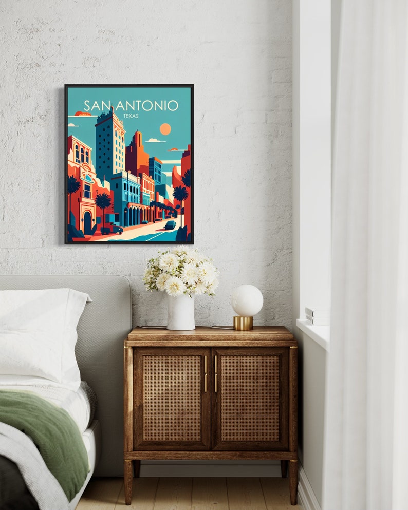 San Antonio Texas Retro Art Print San Antonio Wall Art Etsy