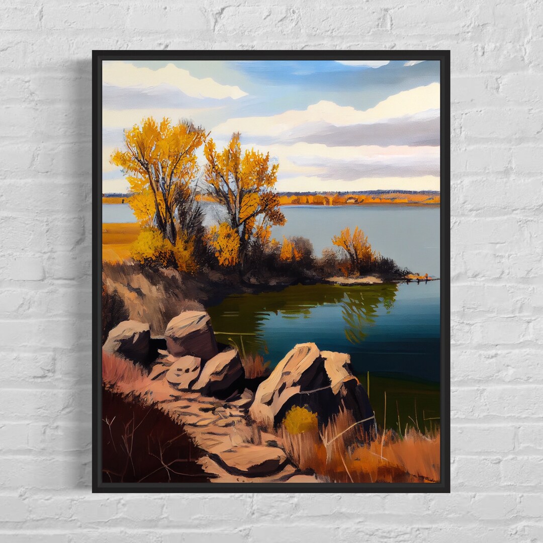 Lake Oahe Retro Art Print Lake Oahe Wall Art Illustration - Etsy