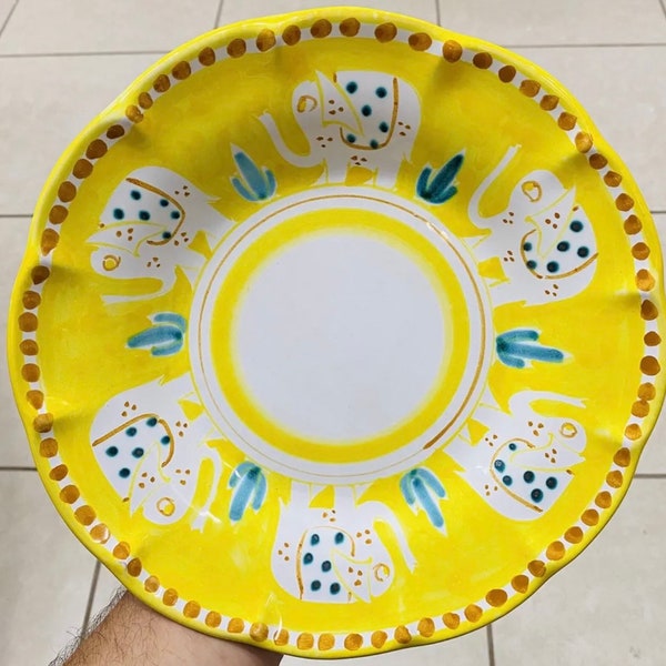 Vietri Sul Mare Campagna pattern 9’’ Pasta plate (6animals,best quality) Made/Painted by hand in Italy *SHIPS FROM USA* No Import tax