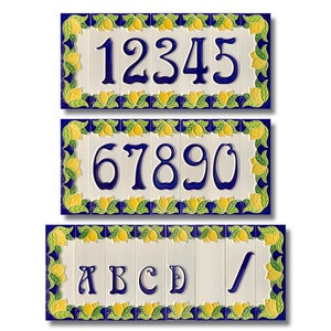 House Numbers Ceramic with Lemon Made by Hand in Italy *FREE SHIPPING from USA*