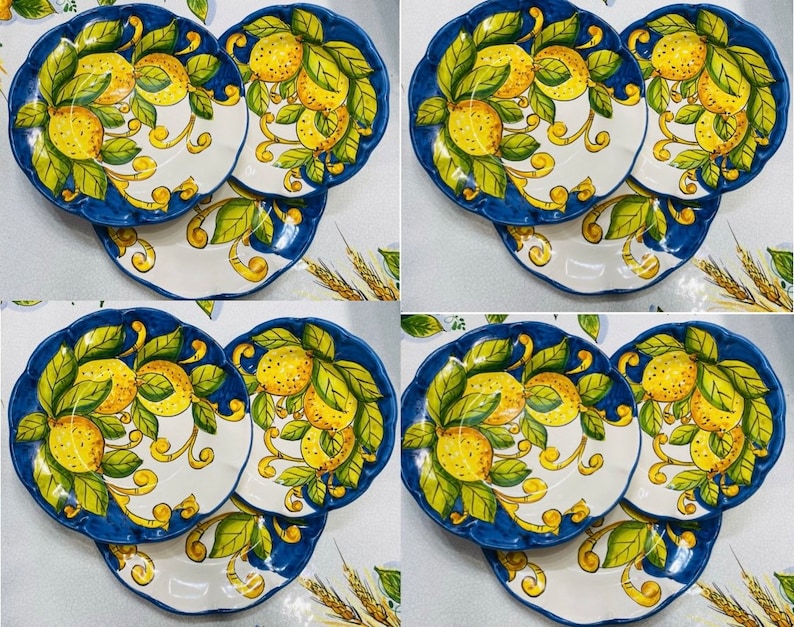 Vietri Sul Mare Sorrento Lemon Pattern.dinner Set of 3 Etsy