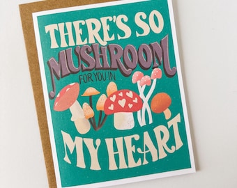 Love Card, Cute Greeting Card, Mushrooms