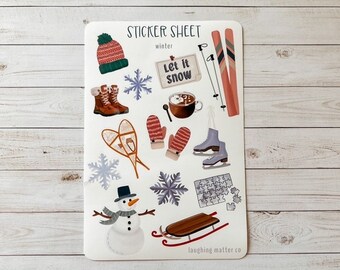 Winter Sticker Sheet | Winter sports stickers | Planner Stickers | Bullet Journal