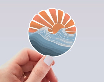 Beach Sticker, Sun, Ocean Waves