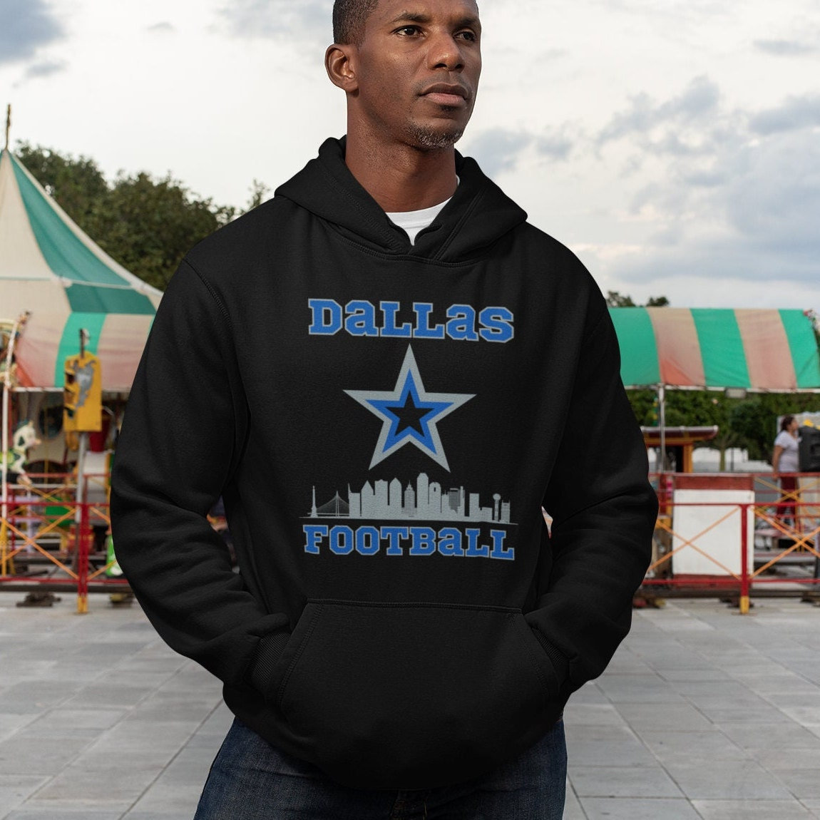 Dallas Football star Skyline Hooded Sweatshirt Dallas Football Sweatshirt Dallas City Sweatshirt We Dem Boyz Football Etsy Canada