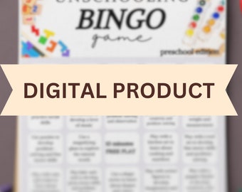 DIGITAL Version * Unschooling BINGO: PRESCHOOL edition (instant download)