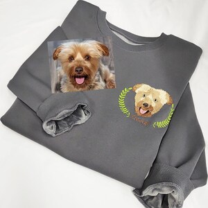 Custom Dog Portrait Embroidered Sweatshirt,Pet Hoodie,Dog Lover Hoodie,Personalized Pet Face and Pet Name Sweatshirt,Customize Birthday Gift