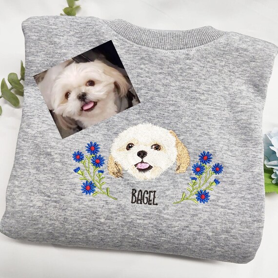 Custom Dog Portrait Embroidered Sweatshirt,custom Pet Hoodie,dog