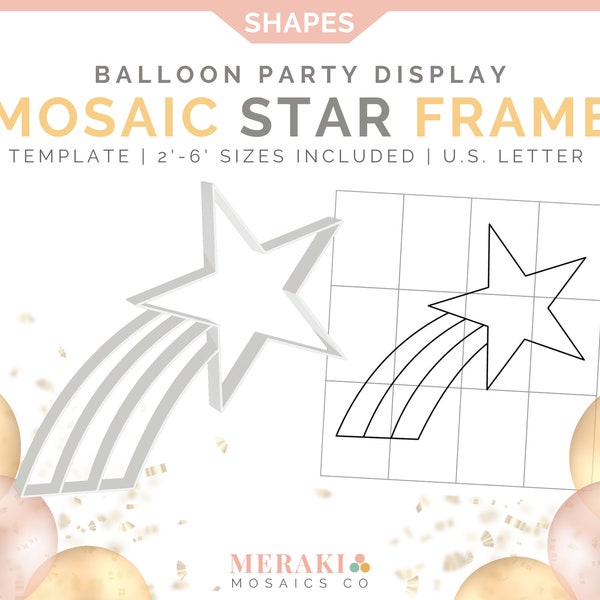 Mosaic Balloon Template, Giant Shooing Star Frame, Centerpiece Display for Party & Events, DIY Balloon Kit