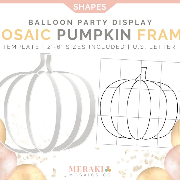 Halloween Pumpkin Mosaic Balloon Template, Giant Frame for Party Decor, DIY Centerpiece Kit, Halloween Crafts