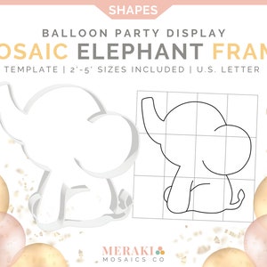 Mosaic Balloon Template, Giant Baby Elephant Frame, DIY Centerpiece for Baby Shower Decor, Balloon Stand Kit, Gender Reveal Party Backdrop