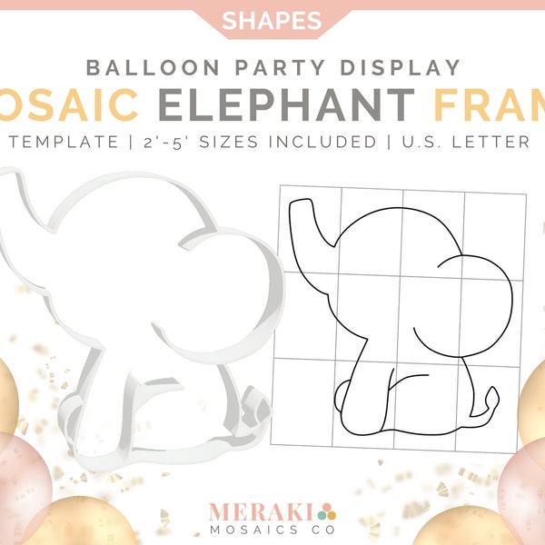 Mosaik Ballon Vorlage, Riesen Baby Elefant Rahmen, DIY Herzstück für Baby Shower Decor, Ballon Ständer Kit, Gender Reveal Party Hintergrund