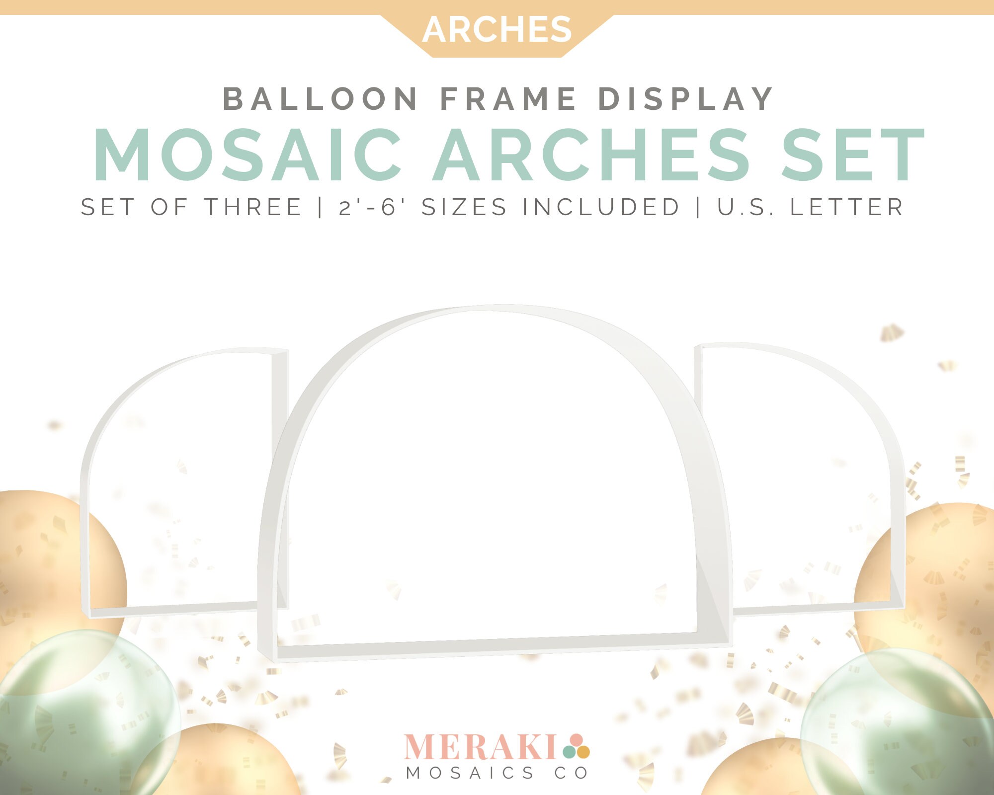 Aperturee Wave Top Arch Chiara Wall Party Frame 3 Piece Set