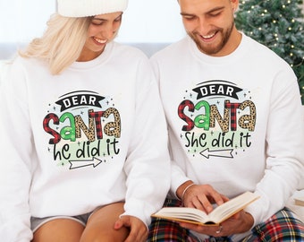 Dear Santa, he did it | Family Christmas Sweater | Matching Christmas Sweater | Buffalo Plaid | matching christmas pajamas family