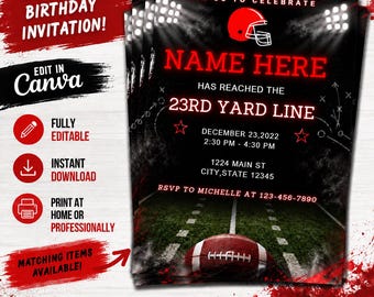 Invito di compleanno a tema calcio / Invito per festa sportiva modificabile (download digitale)