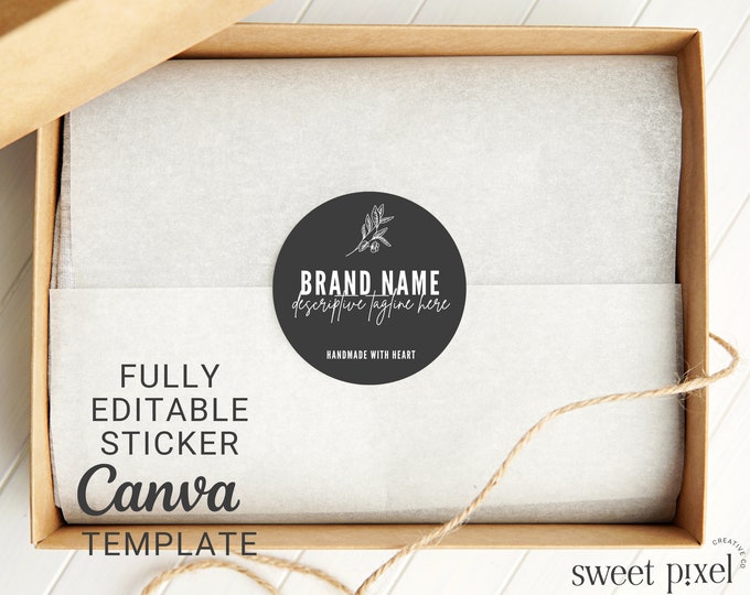 Modern Round Sticker Template, Editable Circle Label, Packaging Sticker ...