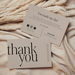 Small Business Thank You Card Canva Template, Neutral Printable Thank You Purchase, Business Package Insert Card, Canva Template- Elegant