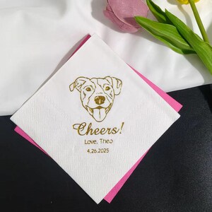 Tovaglioli personalizzati in lamina d'oro per animali domestici/Tovaglioli personalizzati con il volto di un animale domestico/Tovaglioli da cocktail/Tovaglioli da matrimonio/Tovaglioli personalizzati/Ritratto di gatto/Regalo per amanti dei cani