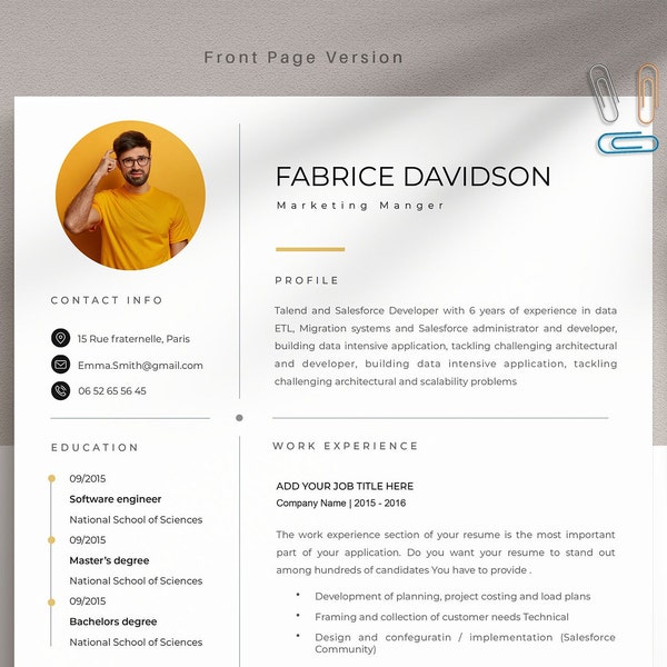 CV Template Canva, Apple Pages, Microsoft Word, Professional Resume Template, CV Professional, Modern Resume Template, Executive Resume