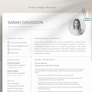 Resume Apple Pages template, canva, Microsoft Word, Professional Resume Template, CV Professional, Modern Resume Template, Editable online