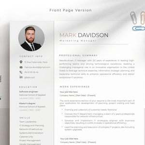 Resume Apple Pages template, canva, Microsoft Word, Professional Resume Template, CV Professional, Modern Resume Template, Editable online